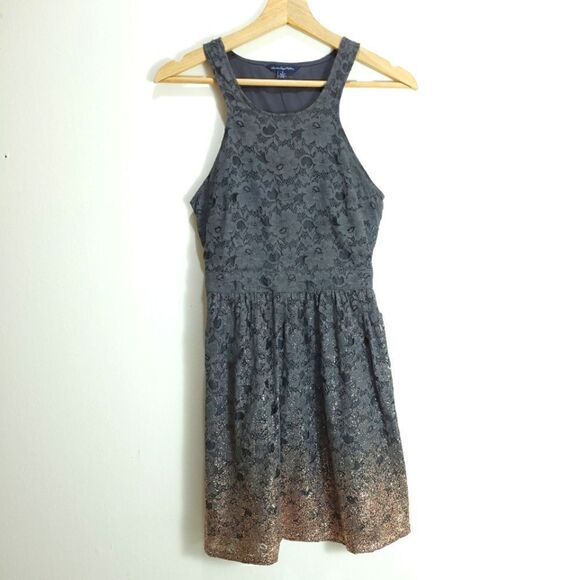 AEO Gray Lace Dress with Rose Gold Ombre - Picture 2 of 11